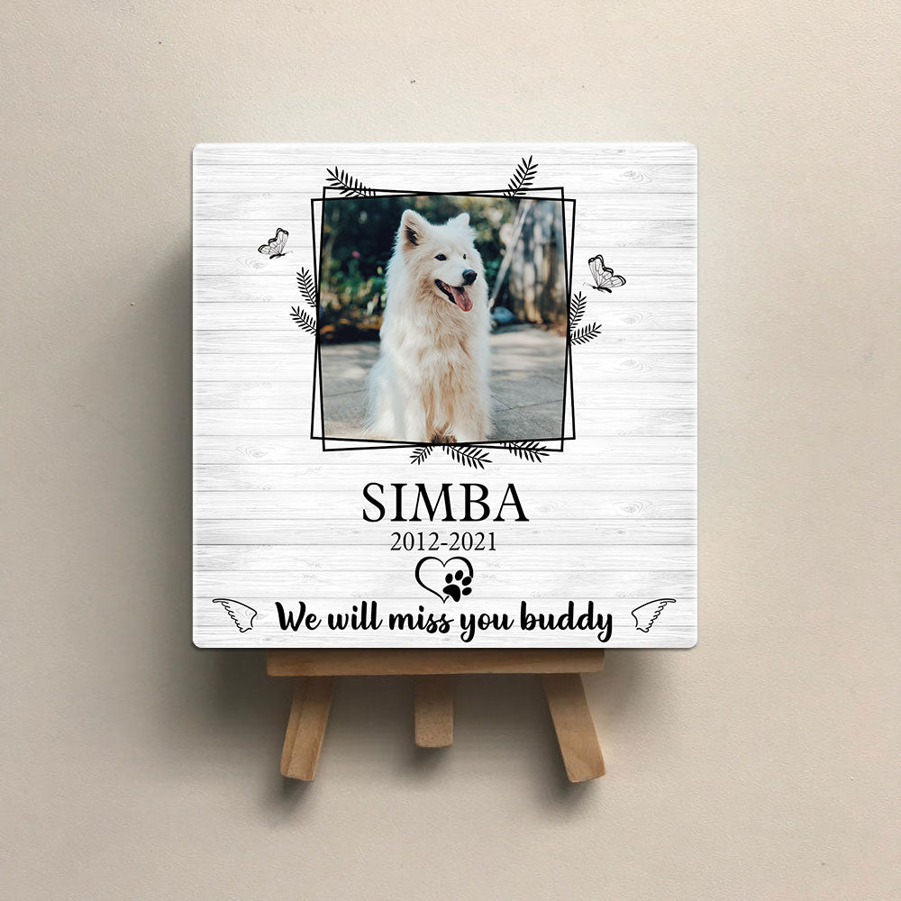 Personalized Pet Memorial Square Stone Album-Dog Cat Loss Gifts-We Will Miss You Buddy - Jonxifon