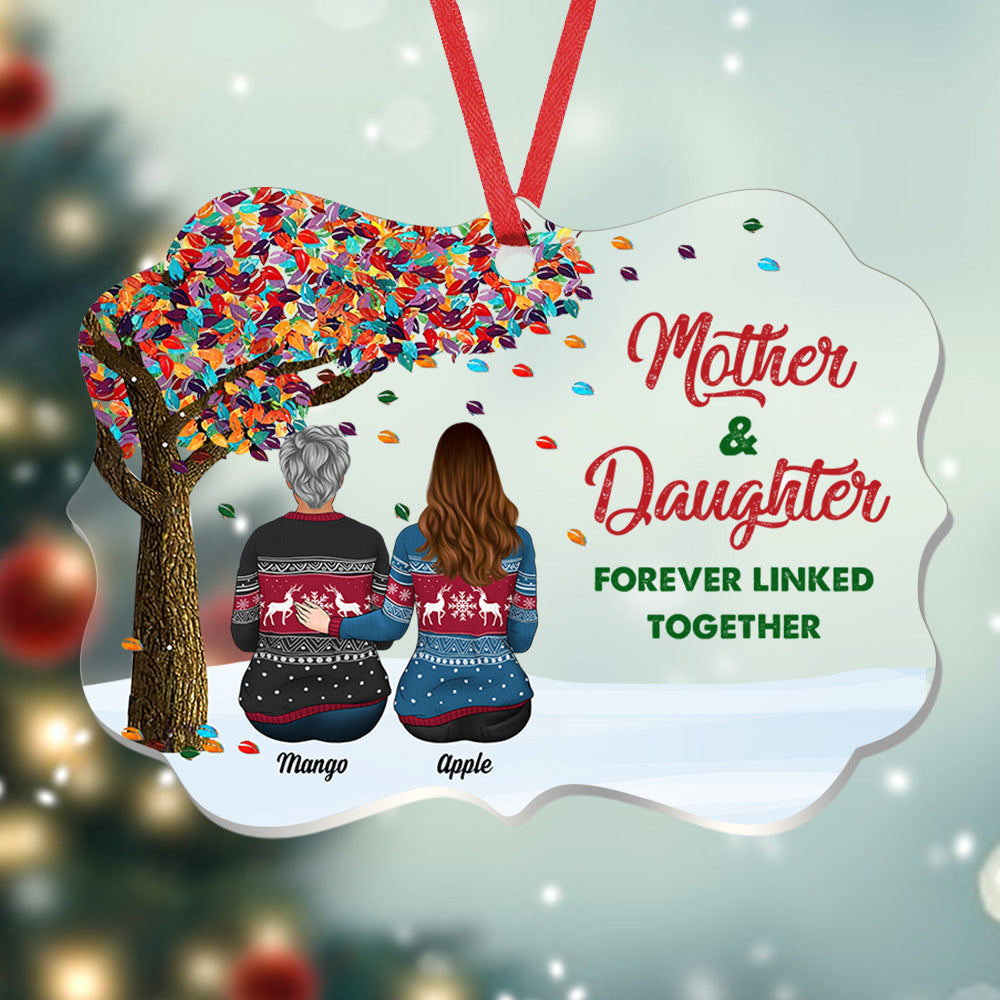 Personalized Mom Grandma Tree Daughters Acrylic Benelux Ornament, Customized Holiday Ornament CHI-YEN