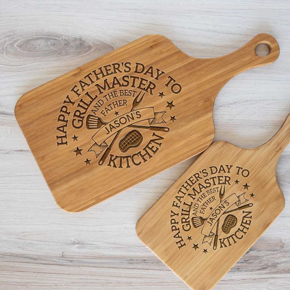 Grill Master - Personalized Wood Cutting Board With Handle