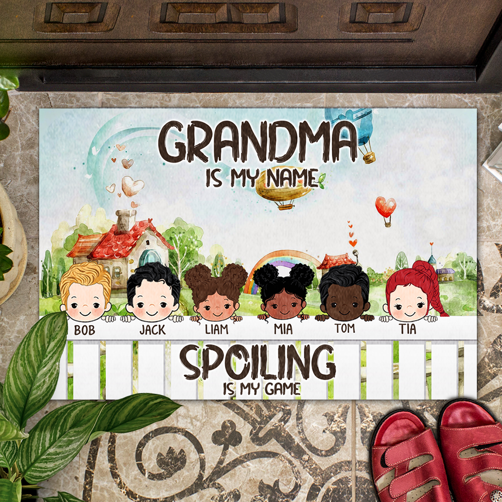 Grandkids Spoiled Here, Gift For Mother's Day, Grandma - Customized Doormat