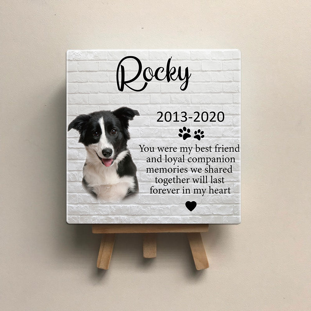 Personalized Pet Memorial Square Stone Album-Dog Cat Loss Gifts-You Were My Best Friend - Jonxifon