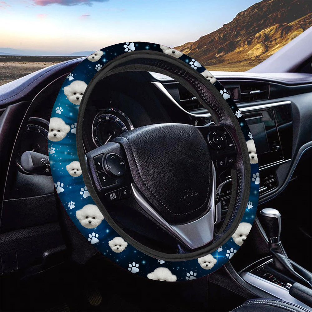 Custom Galaxy Dog Cat Photo Car Steering Wheel Cover, Pet Lover Gift