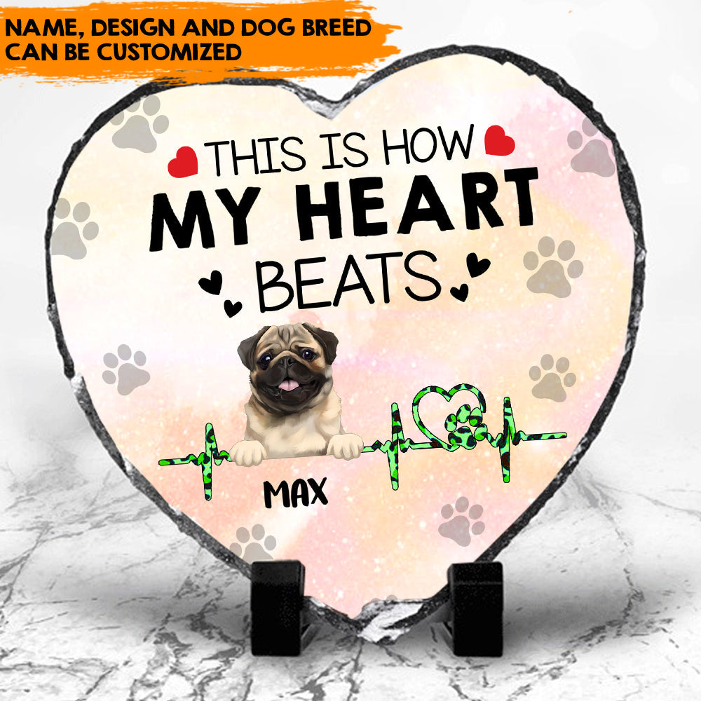 This Is How My Heart Beats - Custom Dog Photo Slate, Gift For Dog Lovers