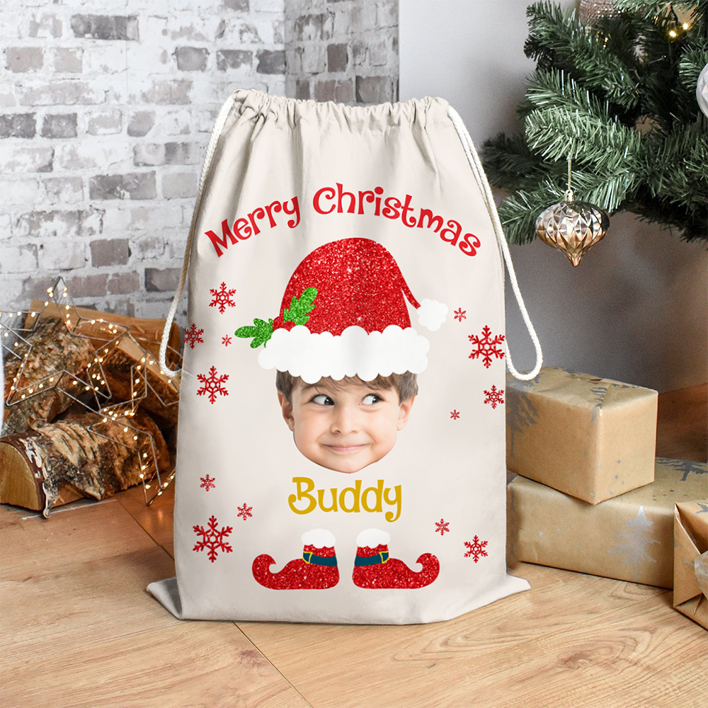 Custom Face Photo Baby Claus Family Christmas Bag, Christmas Gift