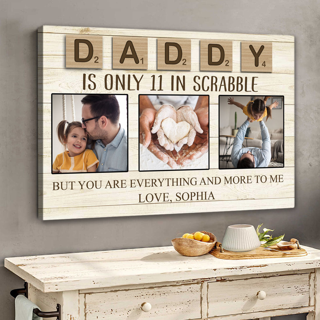 Daddy Is Only 11 In Scrabble Personalized Canvas