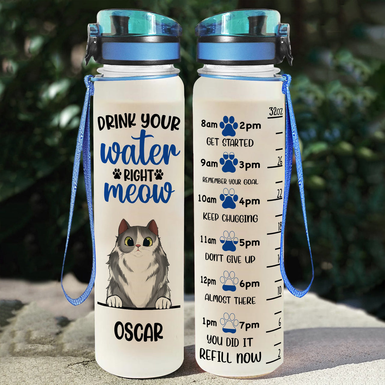 Drink your meow water - Custom Water Tracker Bottle