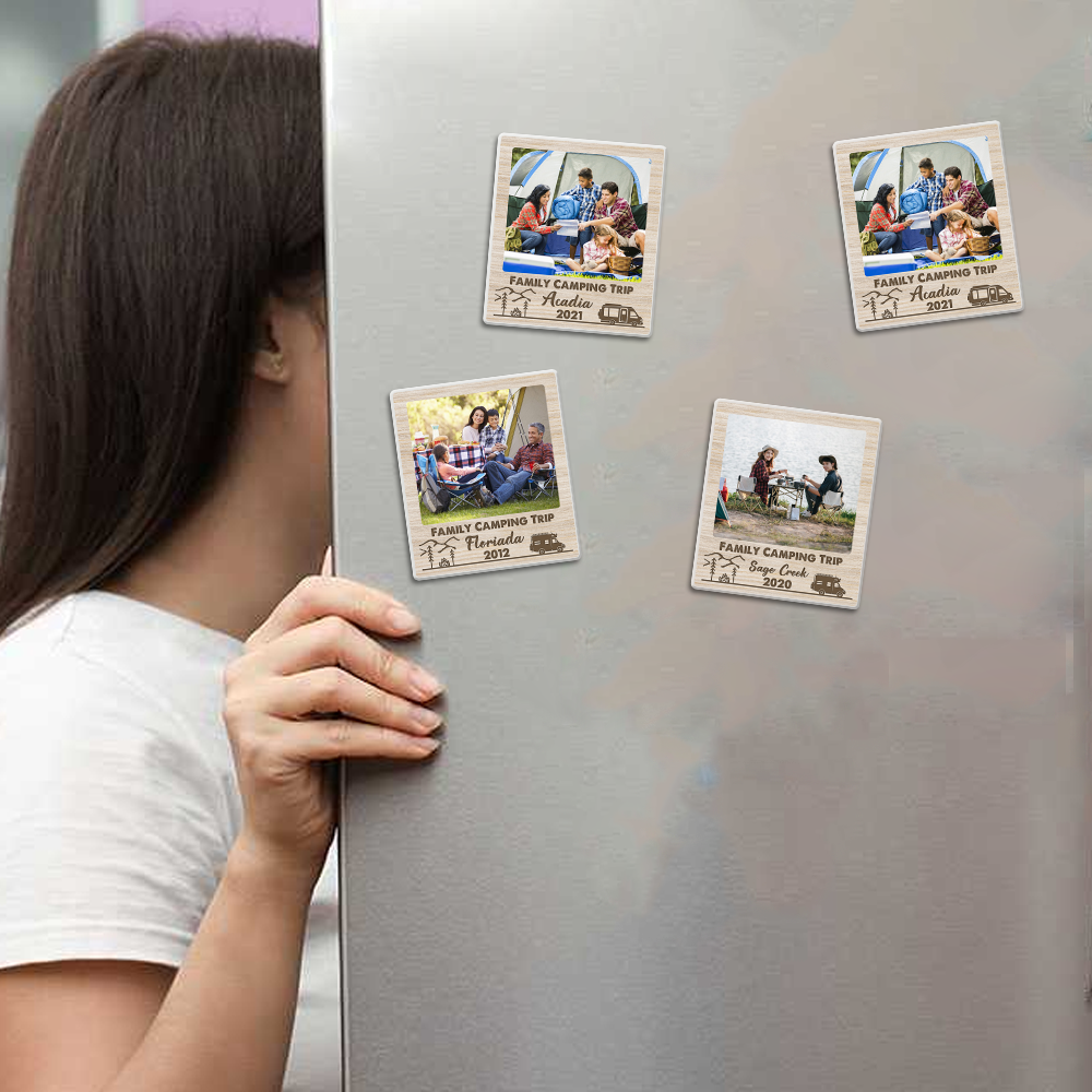 Personalized Photo Family Trip Camping Fridge Magnet, Gift For Campers JonxiFon