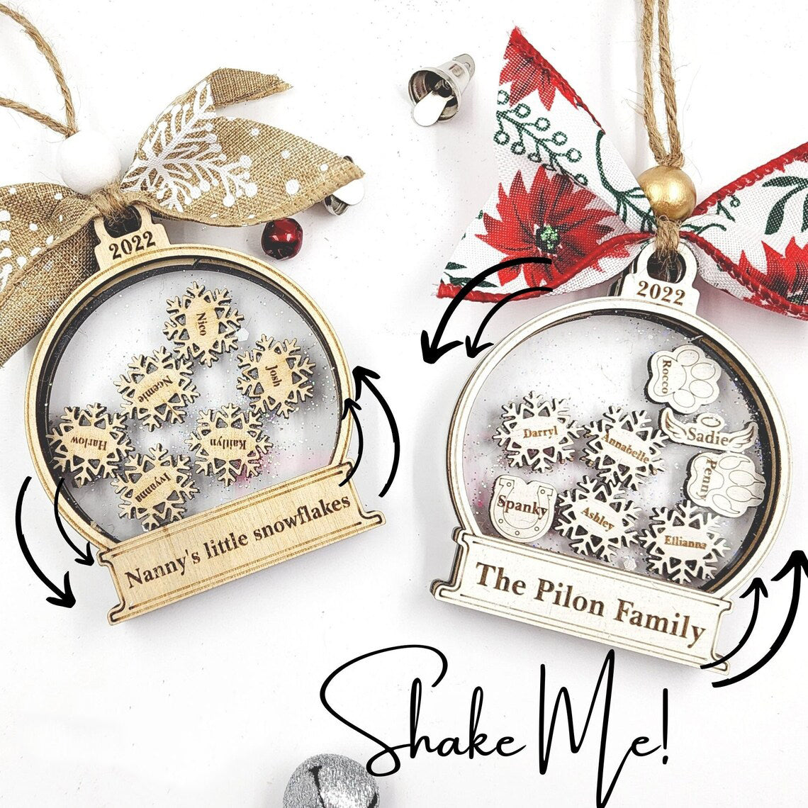 2022 Snow globe Family | 4D Shaker Personalized Christmas Ornament, Holiday