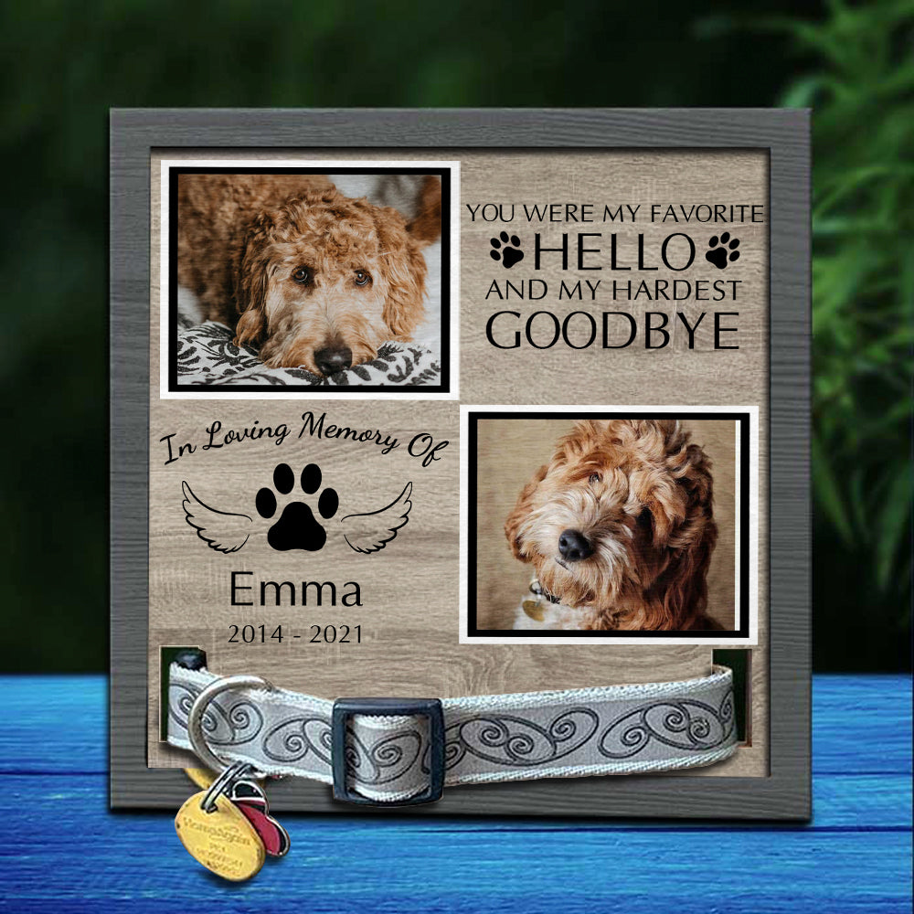 Two Photos Pet memorial Pet Loss - Pet Collar Holder