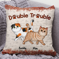 Thumbnail for Personalized Double Trouble Cute Cat Pillow, Gift For Cat Lover CHI-YEN