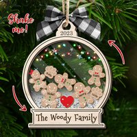 Thumbnail for Personalized Shaker Ornament - Christmas Gift For Family - Gingerbread Family Cookies