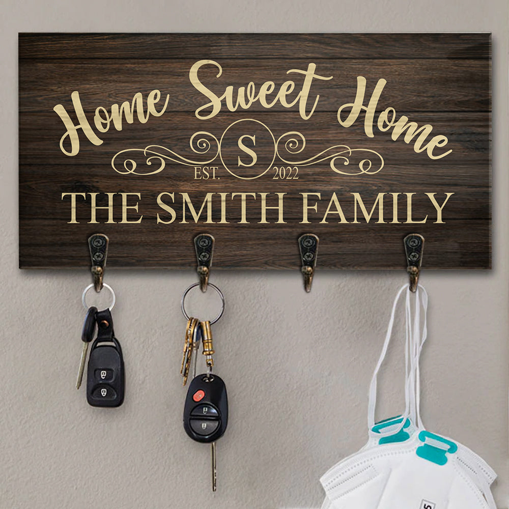 Home Sweet Home - Custom Key Hanger with Family Name