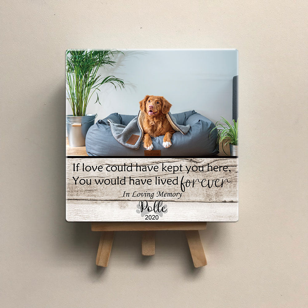 Personalized Pet Memorial Square Stone Album-Dog Cat Loss Gifts-Pet Bereavement Gift-DOG & CAT-If Love Could Have Kept You - Jonxifon