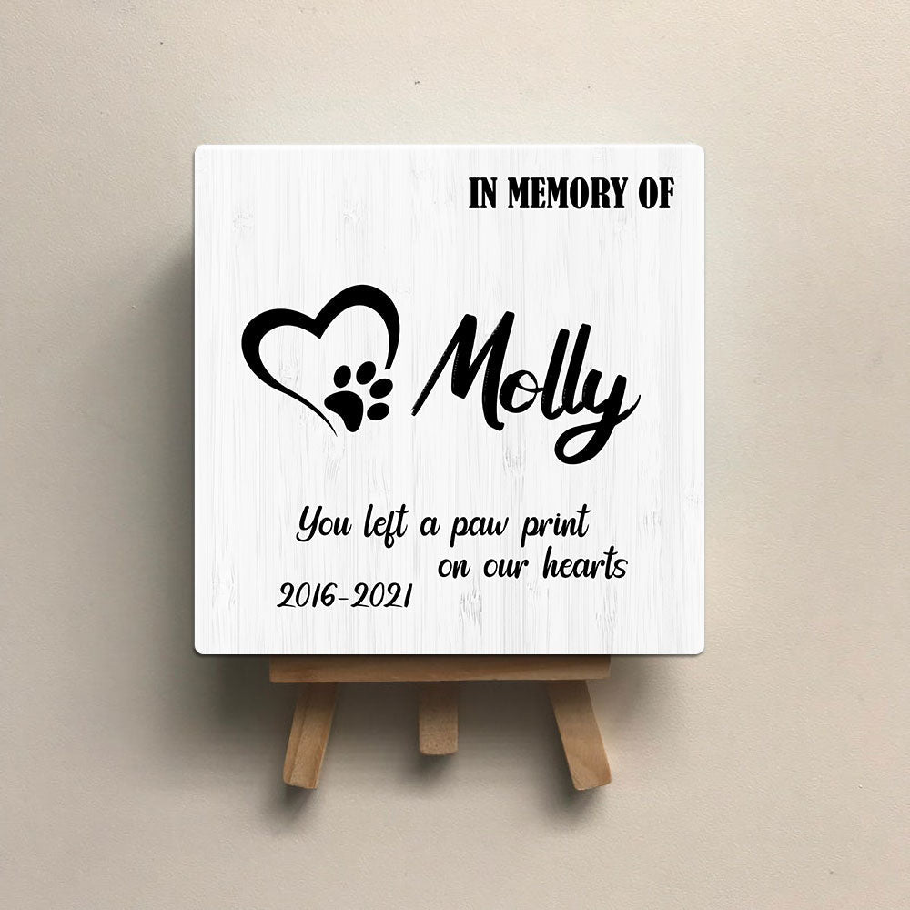 Personalized Pet Memorial Square Stone Album-Dog Cat Loss Gifts-You Left a Paw Print On Our Hearts - Jonxifon