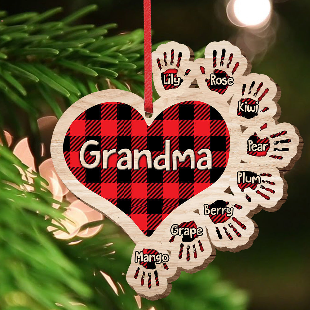 Gift For Grandma Hands Christmas Wood Ornament, Customized Holiday Ornament CHI-YEN