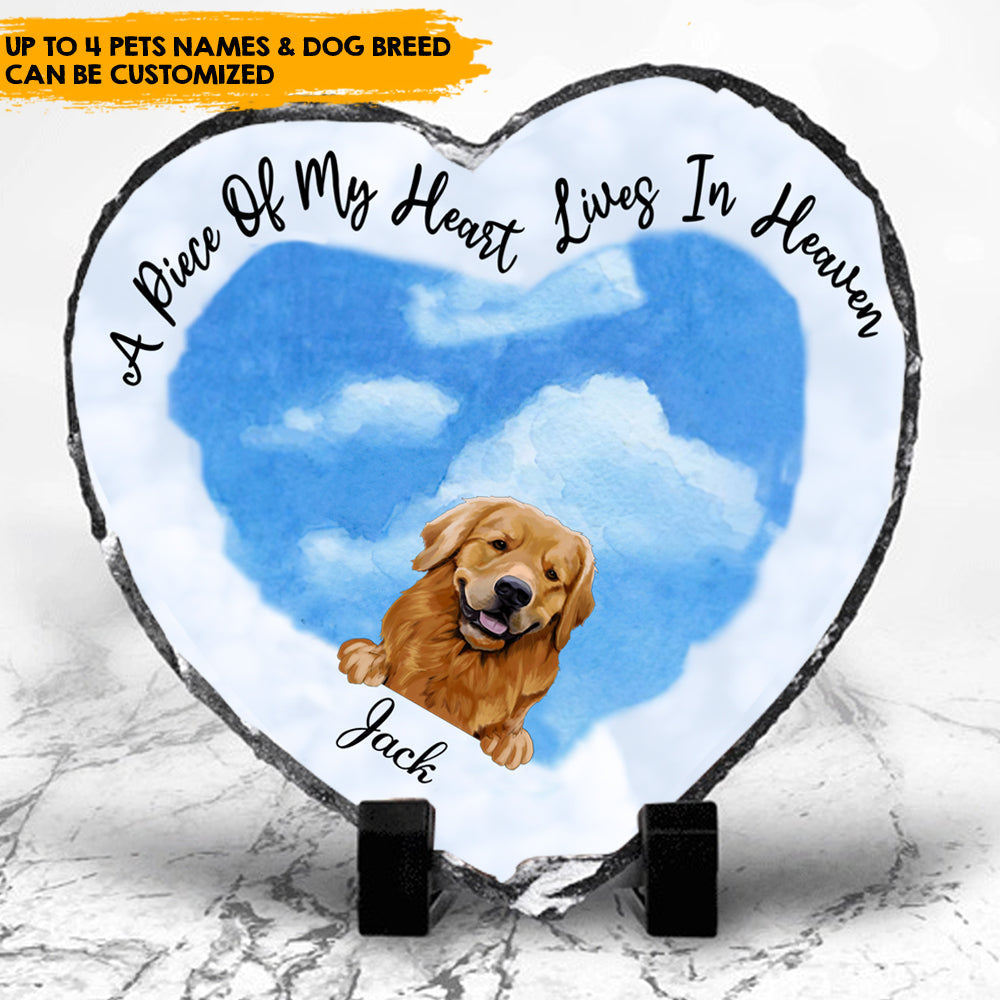 Loving From Heaven Above - Personalized Heart-Shape Photo Slate, Pet Memorial Gift