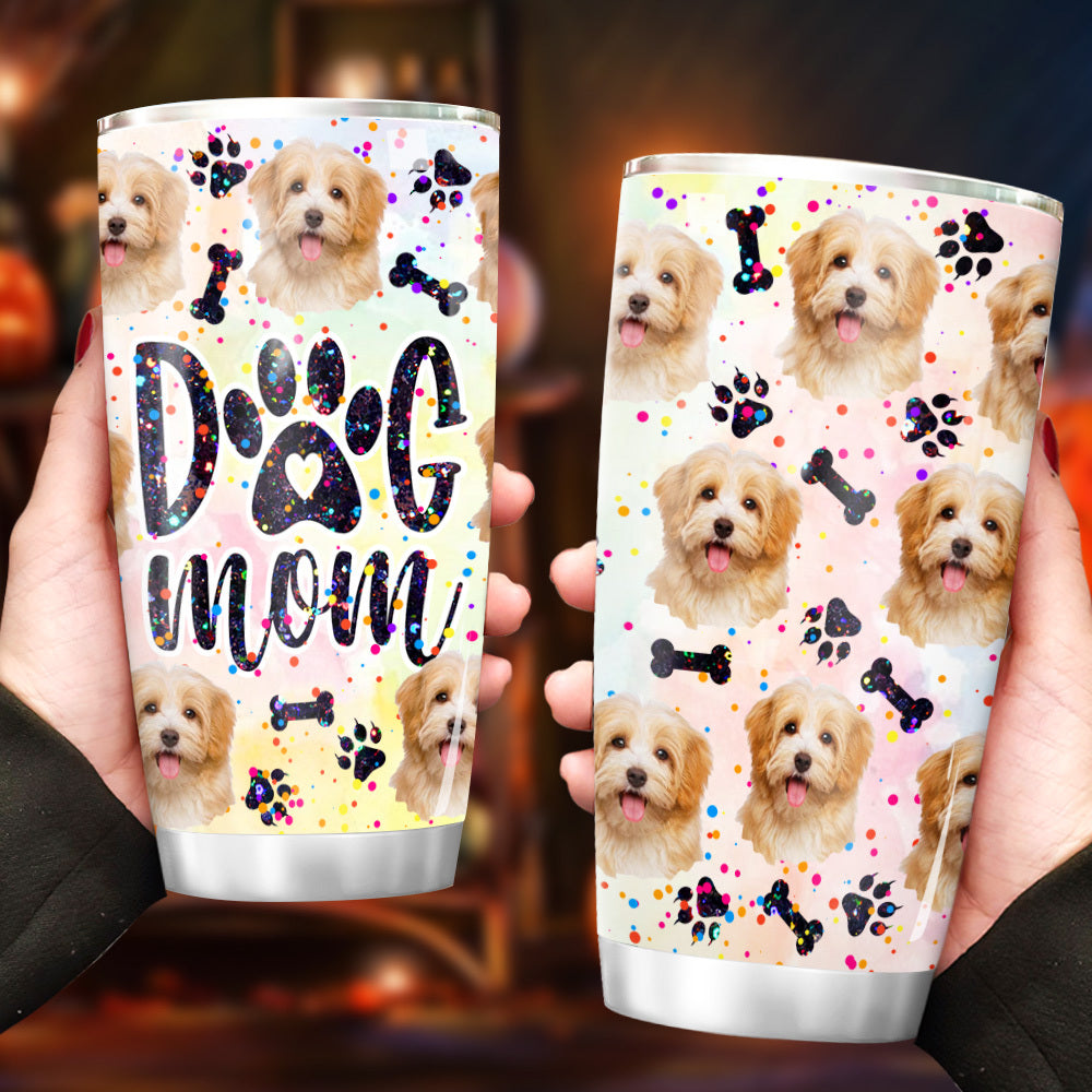 Glitter Dog Mom With Photos Tumbler, Dog Lover Gift YHN-YEN