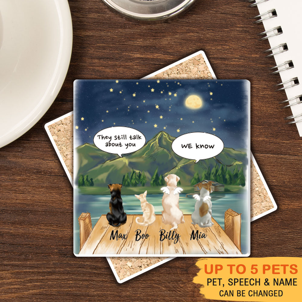 They Still Talk About You Stone Coasters, Fluffy Dog & Cat Memorial Gifts - Jonxifon