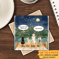 Thumbnail for They Still Talk About You Stone Coasters, Fluffy Dog & Cat Memorial Gifts - Jonxifon