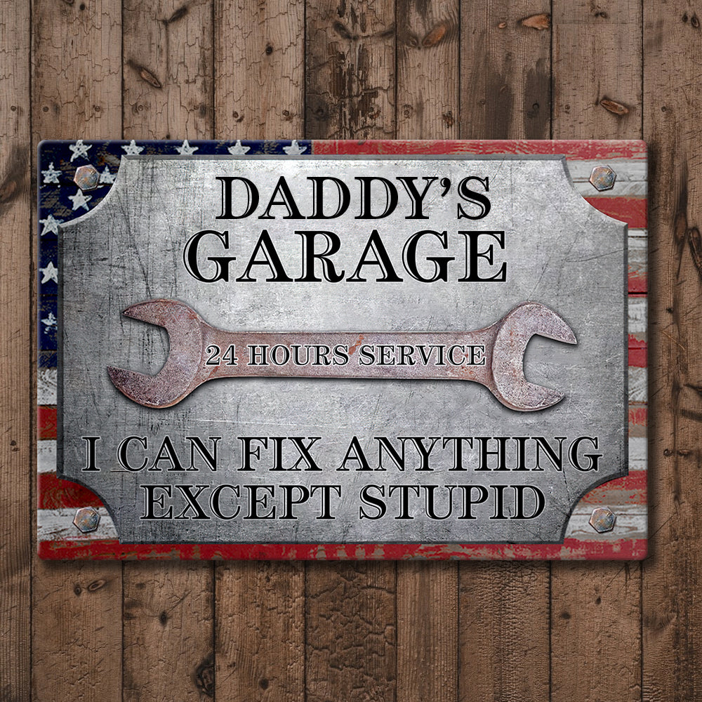 Dad Can Fix Anything - Personalized Metal sign, Custom Vintage Bar Sign