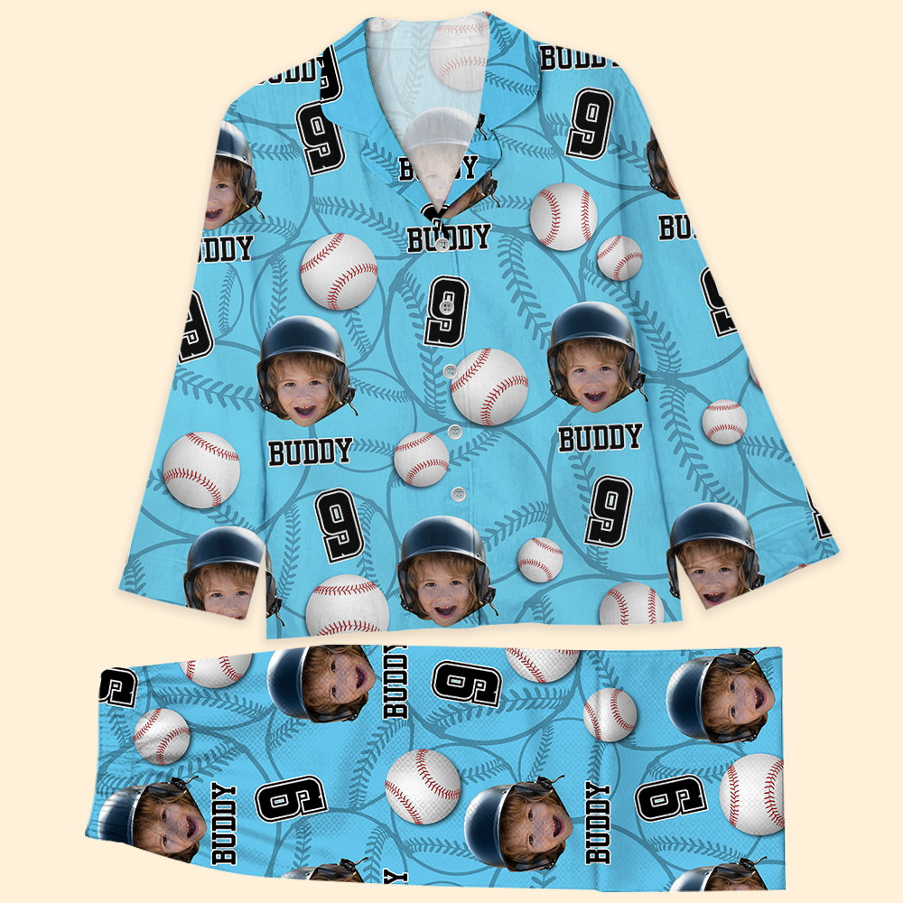 Personalized Upload Photo Custom Face Baseball Sport Pajamas, Gift For Baseball Lover CHI-YEN