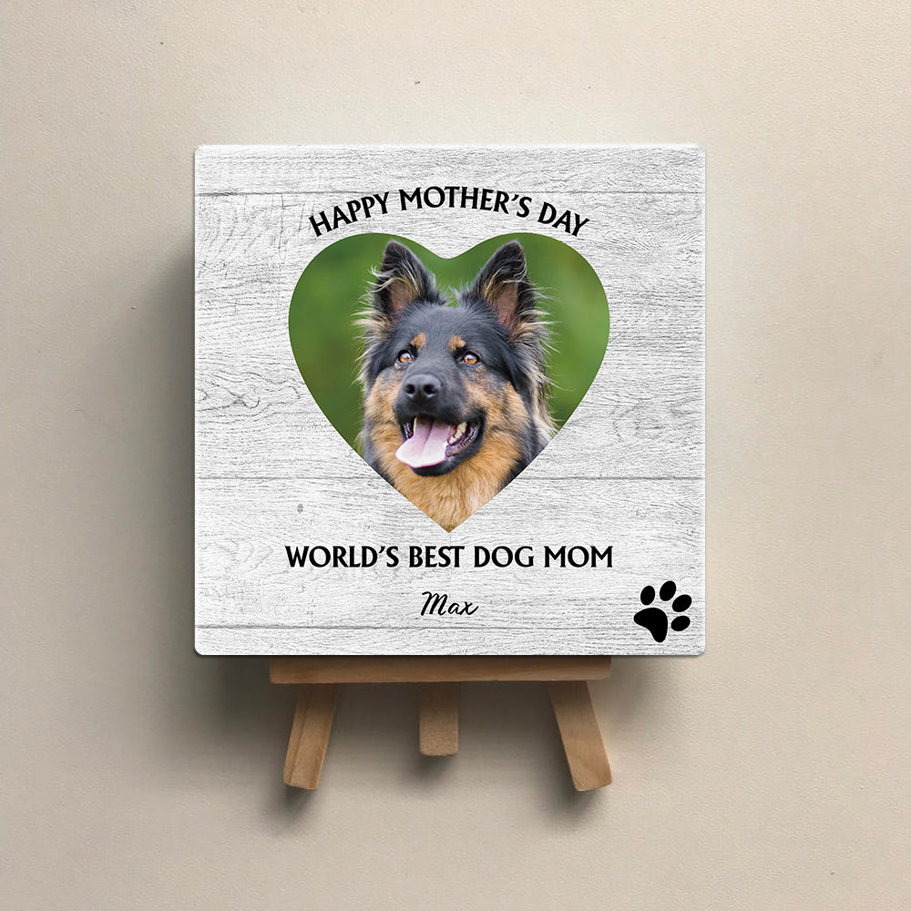 Personalized Gift For Dog Lovers,Square Stone Album,Happy Mother's Day- World's Best Dog Mom - Jonxifon