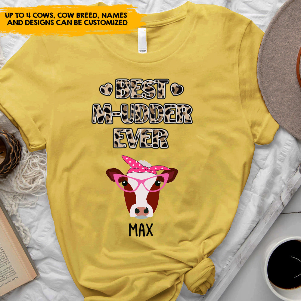 Cow Mom Leopard Pattern - Personalized Custom T-shirts, Gifts for Cow Lovers, Cattle Farmer