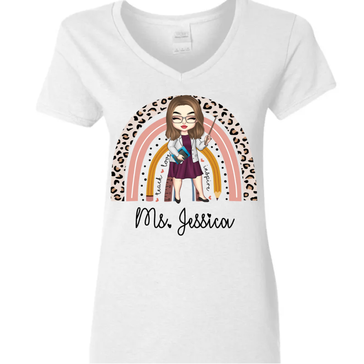 Teacher Rainbow T-Shirt, Kindergarten Elementary Teacher Tee CustomCat