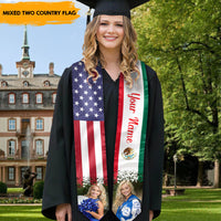 Thumbnail for Mixed Two Country Flag Graduation Stoles/Sash, Graduation Gift - Jonxifon