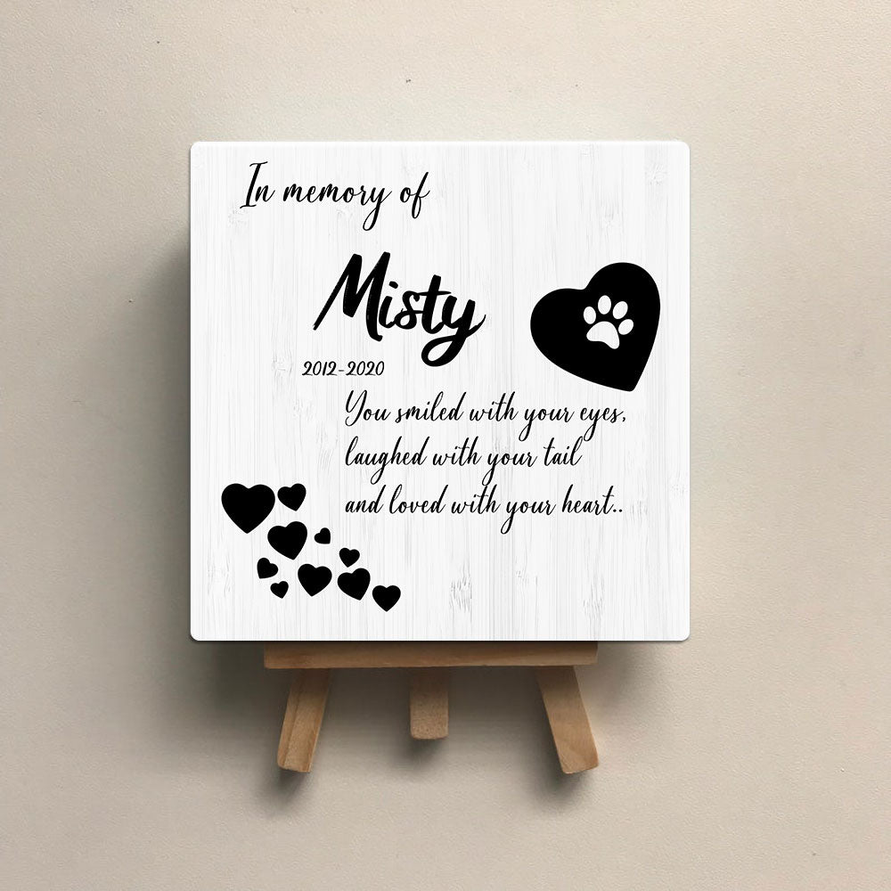 Personalized Pet Memorial Square Stone Album-Dog Cat Loss Gifts-You Smiled With Your Eyes - Jonxifon