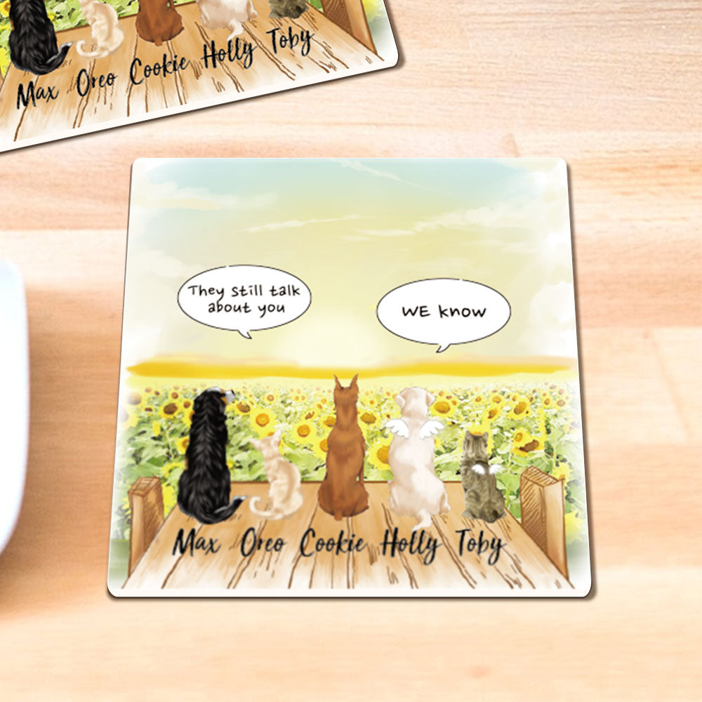 Personalized Pet Memorial Stone Coasters-Dog Cat Loss Gifts-Pet Bereavement Gift-DOG & CAT-Sunflower - Jonxifon