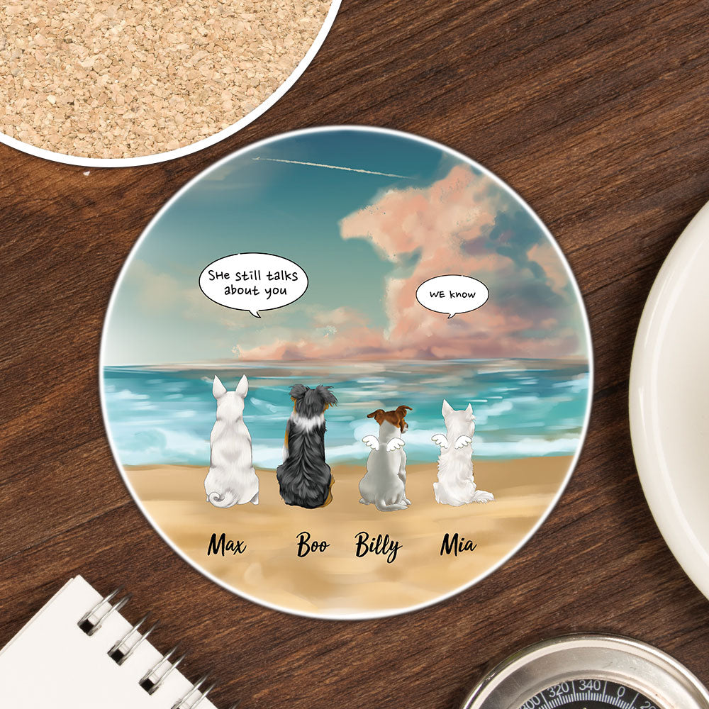 Personalized Pet Memorial Circle Stone Coasters-Dog Cat Loss Gifts-Pet Bereavement Gift-DOG & CAT-Rosy cloud - Jonxifon