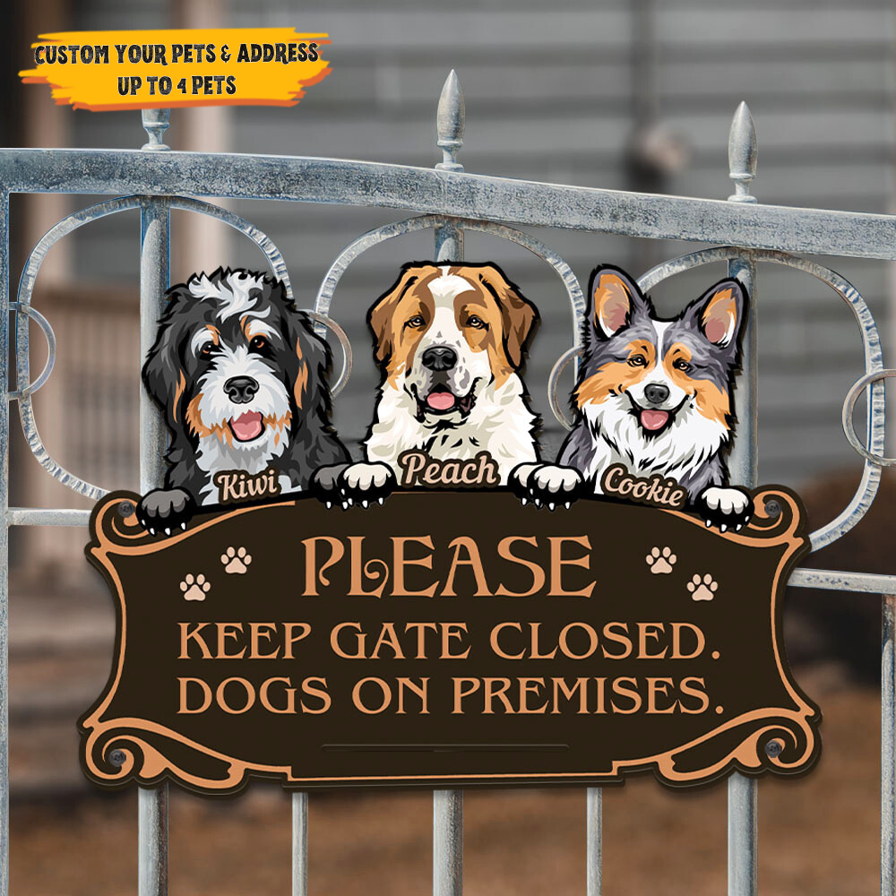 Personalized Metal Sign - Gift For Pet Lovers - Please Keep Gate Closed Dog Cat Sign