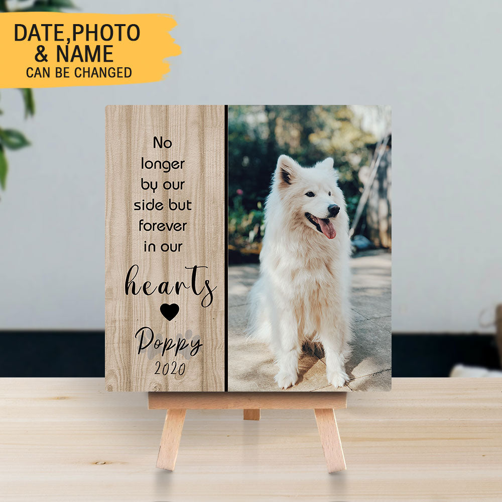 Personalized Pet Memorial Square Stone Album-Dog Cat Loss Gifts-No Longer By Our Side-Pet Bereavement Gift-DOG & CAT - Jonxifon