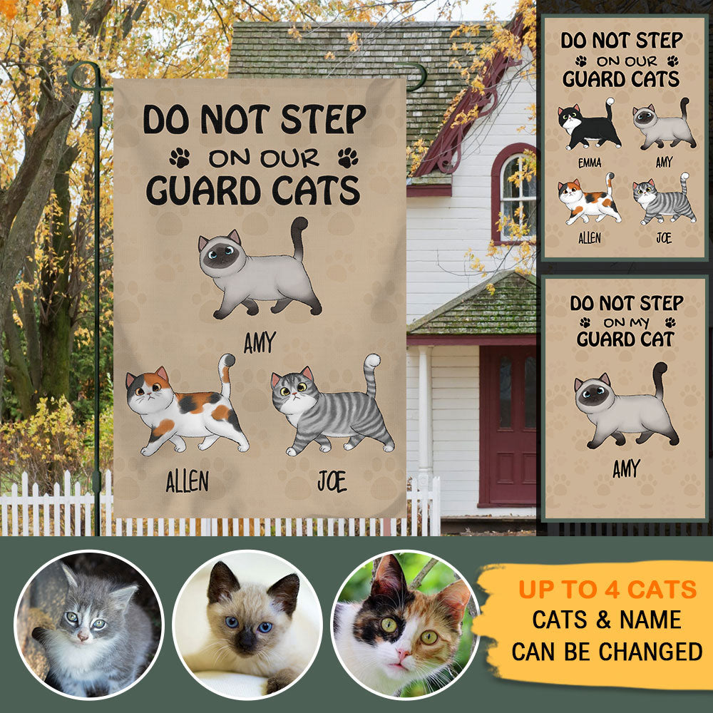 Do Not Step On Our Guard Cat- Personalized Garden Cat Flag - Jonxifon