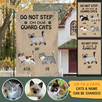 Thumbnail for Do Not Step On Our Guard Cat- Personalized Garden Cat Flag - Jonxifon