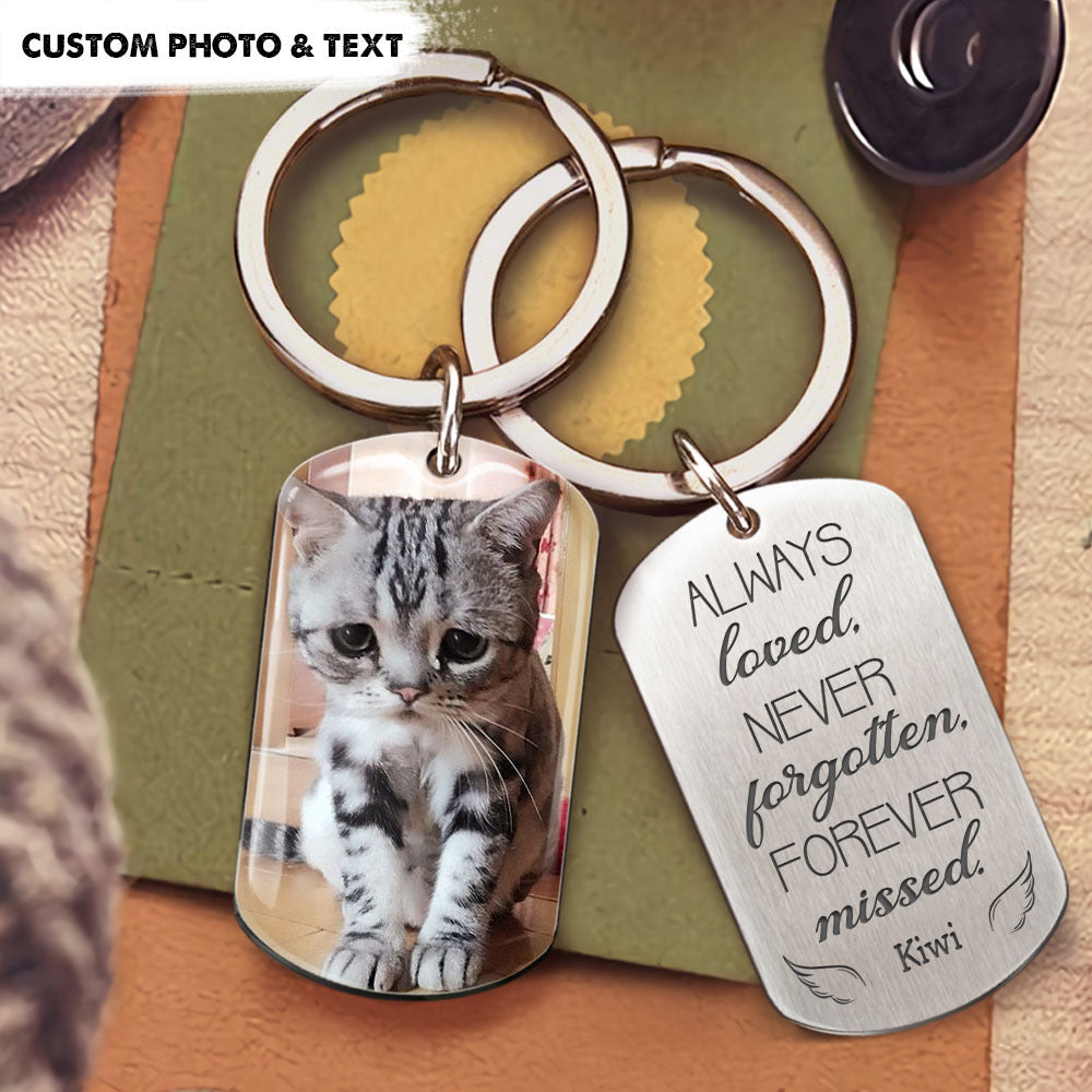 Always Loved Pet Memorial Metal Keychain, Pet Loss Gift