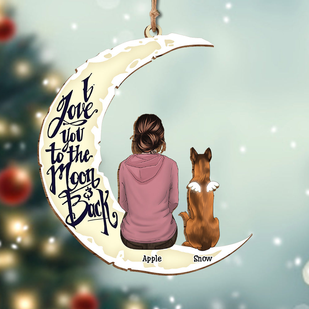 Personalized I Love You To The Moon And Back Dog Memorial Wood Ornament Cutout CHI-YEN