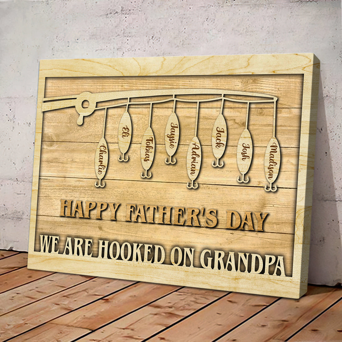 WE ARE HOOKED ON GRANDPA/DADDY - Personalized Canvas