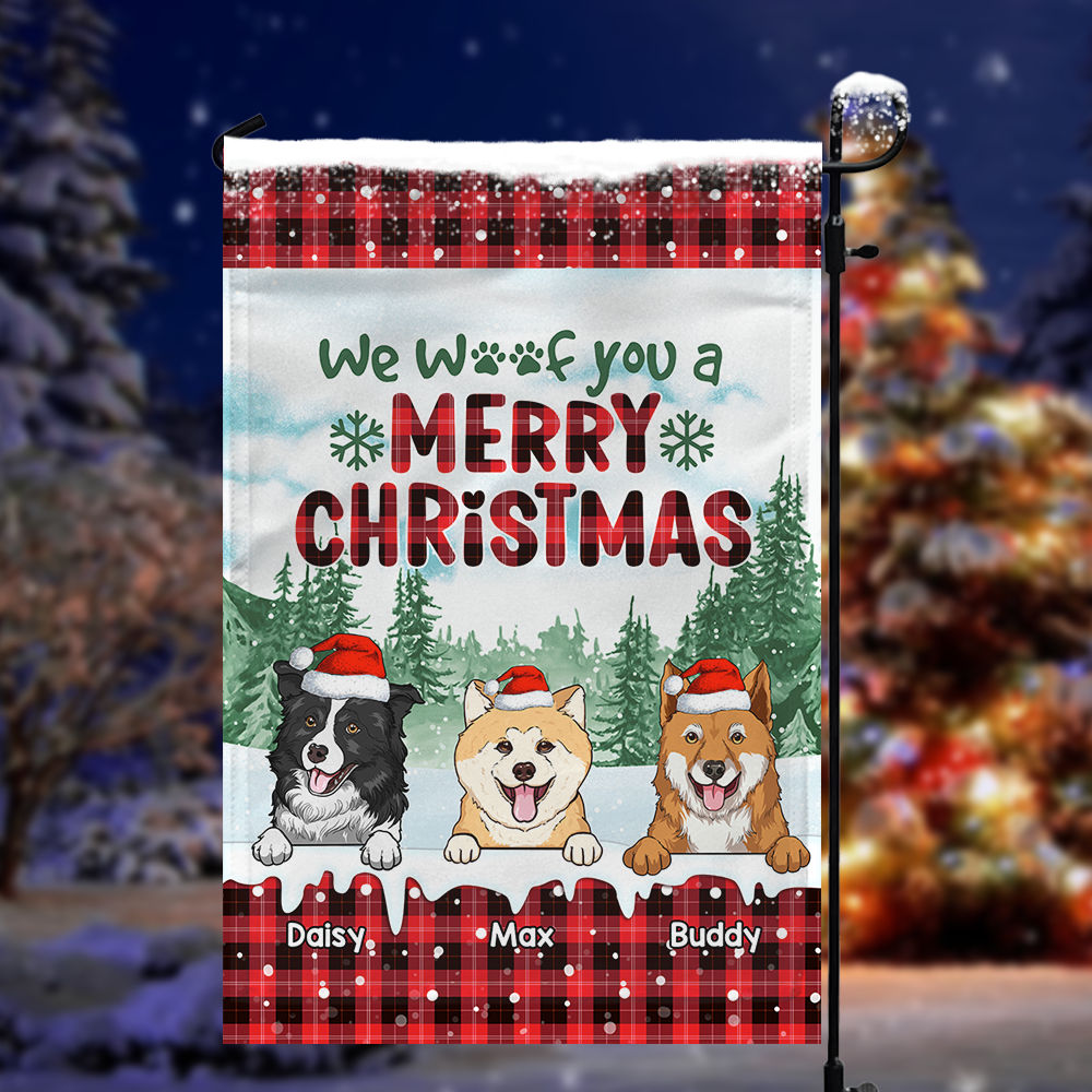 Personalized Christmas Pattern We Woof You Dog Flag, House Decor CHI-YEN