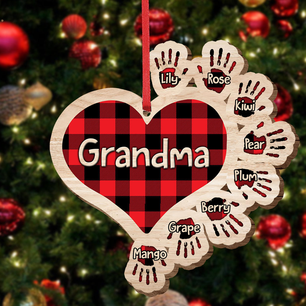 Gift For Grandma Hands Christmas Wood Ornament, Customized Holiday Ornament CHI-YEN