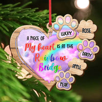 Thumbnail for Piece Of Heart At Rainbow Bridge Dog Cat Loss Of Pet Memorial Personalized Wood Ornament Cutout CHI-YEN