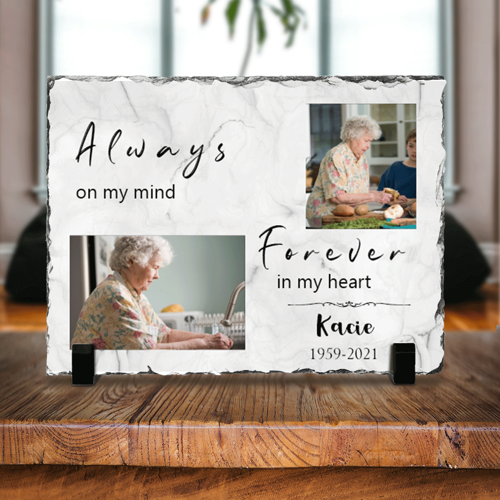 Always and Forever Memorial Slate Photo-Bereavement Gift, Family Memorial - Jonxifon