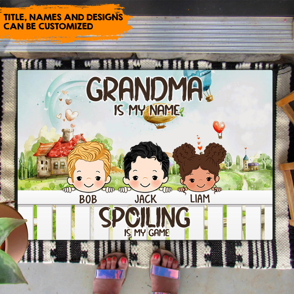 Grandkids Spoiled Here, Gift For Mother's Day, Grandma - Customized Doormat