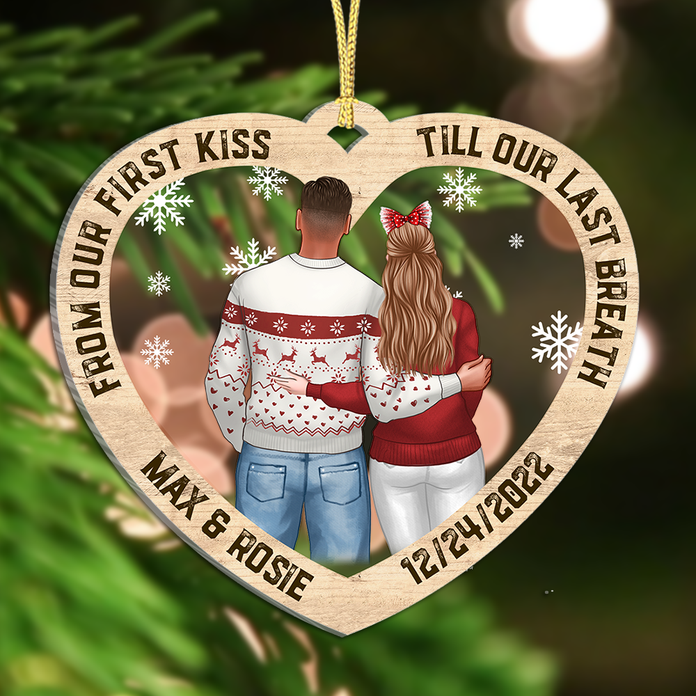 From First Kiss Till Last Breath Personalized Love Couple Printed Acrylic Ornament