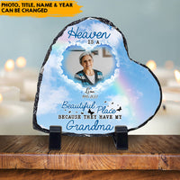 Thumbnail for Heaven Is A Beautiful Place - Custom Memorial Heart-shaped Photo Slate