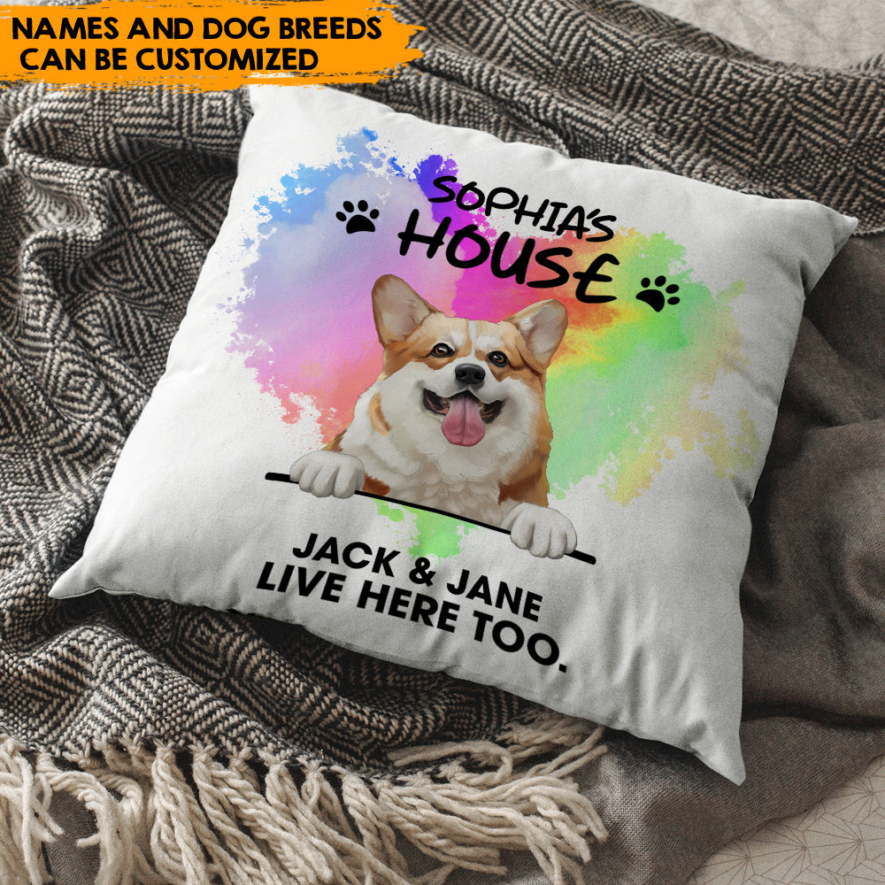 Lives Here Too - Personalized Pillow, Dog Lovers Gift