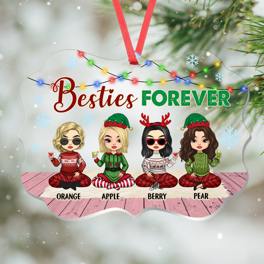 Personalized Besties Friends Sisters Forever Acrylic Ornament, Customized Holiday Ornament CHI-YEN