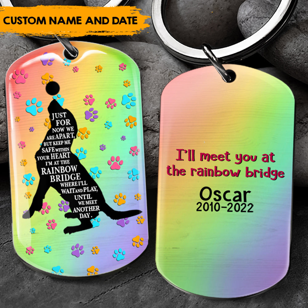 Meet You At The Rainbow Bridge - Personalized 2-sided Keychain, Pet Memorial Gift