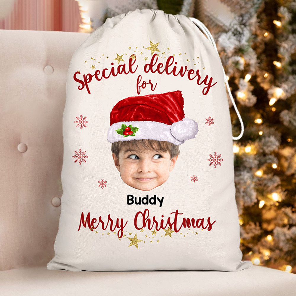 Personalized  Special Delivery Face Photo Family Christmas Bag, Christmas Gift Dung-Yen